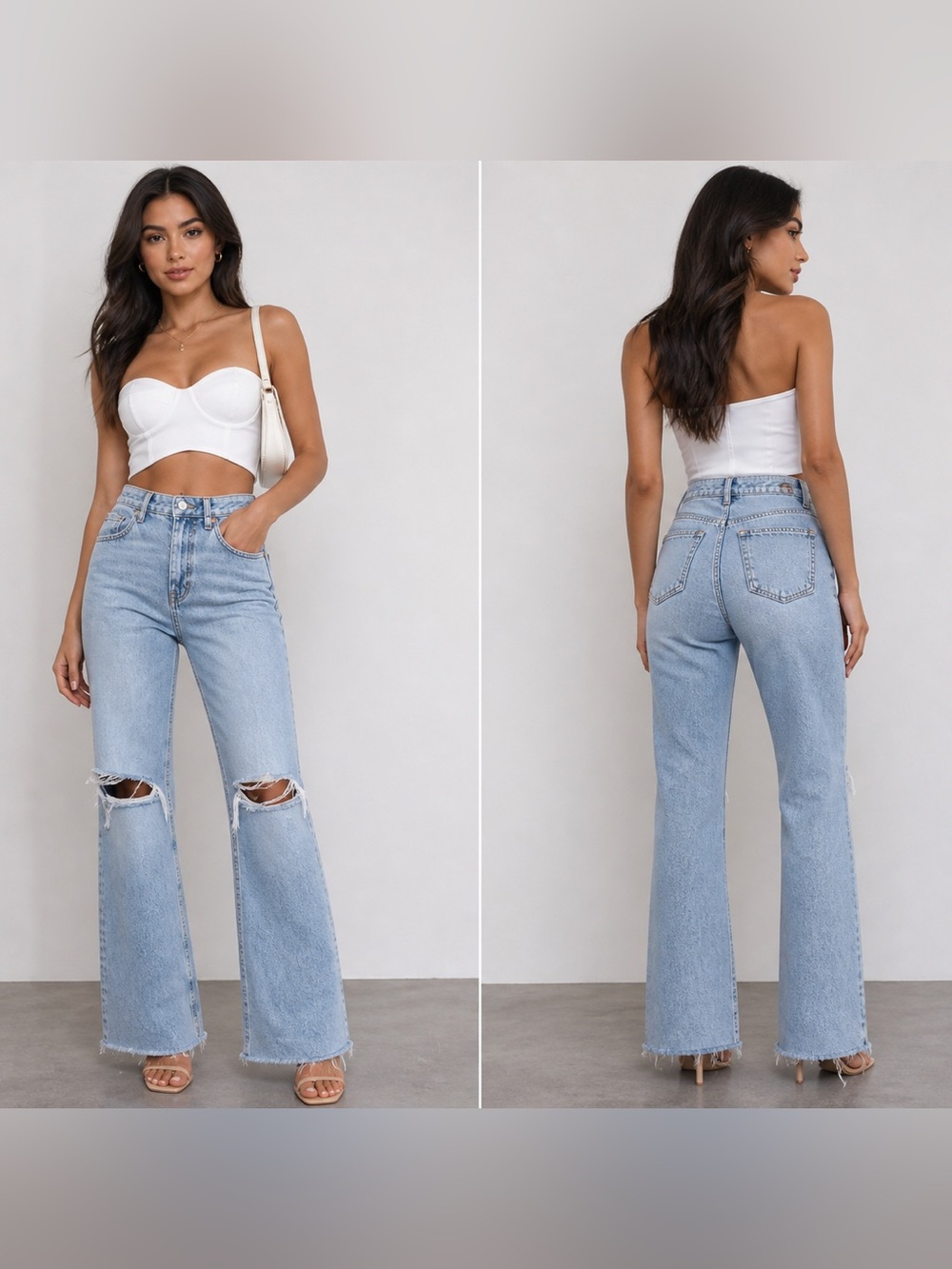 Zara Light Blue Wide Leg Jeans